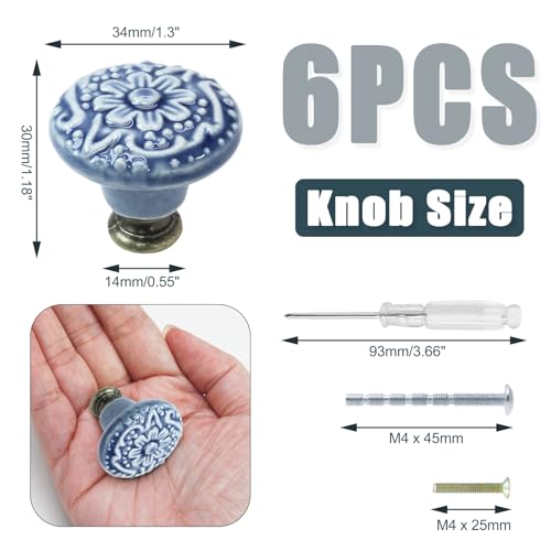 Biaungdo 6 Pcs Light Blue Ceramic Kitchen Cabinet Knobs - color: Light Blue