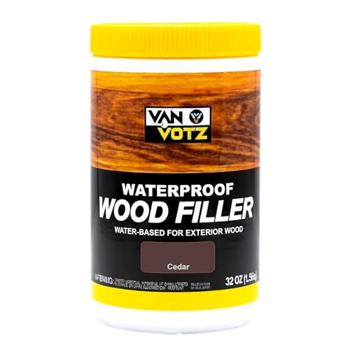 Waterproof Wood Filler - Exterior Grade, Cedar, 1 Quart, 3.74 x 3.74 x 6.7 inches, Paintable & Stainable, 18 Colors, Strong Adhesion, Durable, Rust Resistant, Non-Flammable - color: Cedar, size: 1-Quart [52oz / 1.5 Kg]