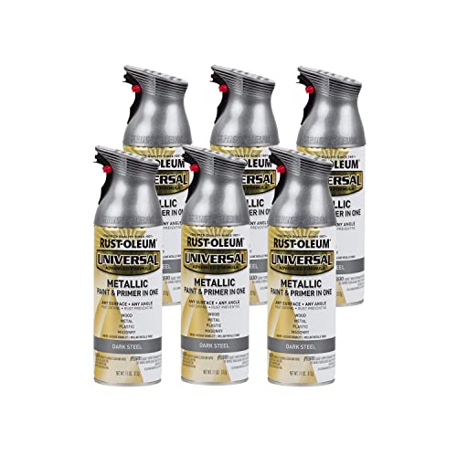 Rust-Oleum Universal All Surface Metallic Spray Paint, Dark Steel - color: Dark Steel, size: 11 Ounce (Pack of 6)