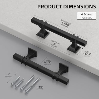 homdiy Black Cabinet Pulls 3 Inch Matte Black Cabinet Pulls 24 Pack - color: Black, size: 3 Inch(76mm) Hole Centers