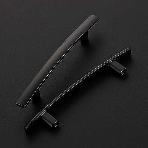 30 Pack Black Cabinet Handles, 3.75" Hole Center Curved Cabinet Pulls - color: Black, size: 3.75" Hole Center