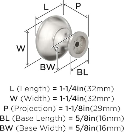 Amerock 1-1/4" Round Edona Satin Nickel Cabinet Knob - color: Satin Nickel, size: 1-1/4 Inch (32 mm) Diameter