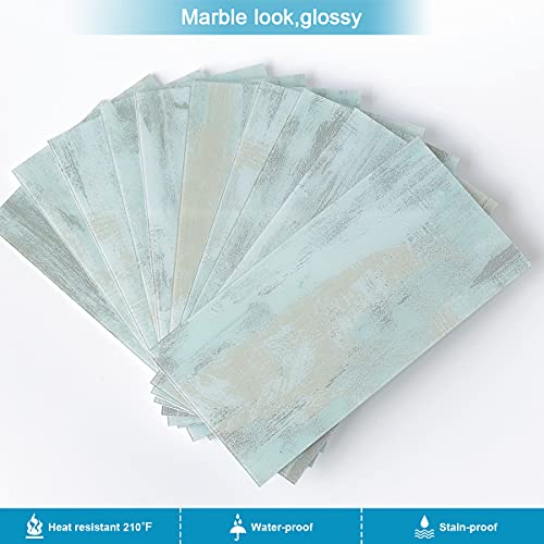 BeNice Peel and Stick Tile Backsplash Bathroom Califonia Blue 23pcs - color: Califonia blue
