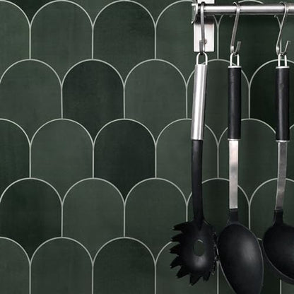 10-Sheet Fish Scale Peel and Stick Backsplash Tile, 11.4" x 10.9" Stone Composite Scallop Handmade Looks Self-Adhesive Wall Tiles for Kitchen Bathroom, Green Mixed - color: Green Mixed, size: Fish Scale