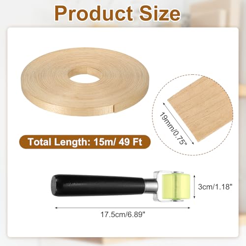 uxcell 3/4" x 246 ft Wood Edge Banding Pre-Glued Iron On Edging Strip Maple - color: Maple, size: 3/4" x 246 ft