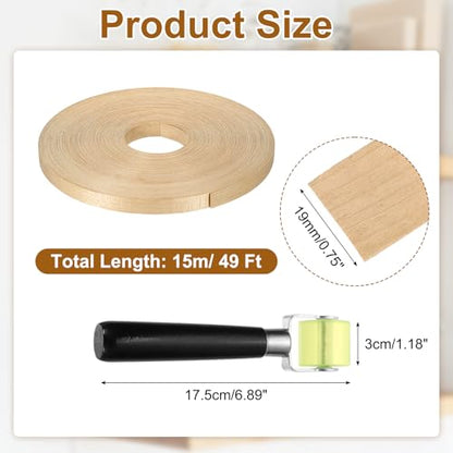uxcell 3/4" x 246 ft Wood Edge Banding Pre-Glued Iron On Edging Strip Maple - color: Maple, size: 3/4" x 246 ft