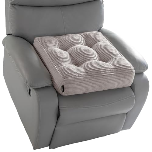 HIGOGOGO Tufted Corduroy Recliner Seat Cushion for Elderly, High Density Foam Large Square Seat Cushion for Recliner Chair, Floor Pillow, Office Chair, Car, No Pressure on Thighs, 20x20x4 - color: Grey, size: 20x20x4