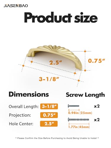 Brushed Gold Cabinet Cup Pulls 2.5" Hole Center 5 Pack Brass Drawer Pulls Kitchen Hardware Cabinet Handles Dresser Handles - color: Brushed Gold, size: 2.5"(64mm) Hole Center