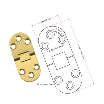 2pcs Solid Brass Hinges, Door Hinge Brass flip Hinges, Folding Tabletop Concealed Hinges, Furniture Hardware with Screws (L:2.82in(71.6mm)-2Pcs) - size: L:2.82in(71.6mm)-2Pcs