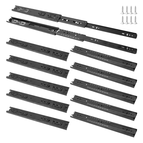 6 Pairs 14 Inch Black Full Extension Drawer Slides, Side Mount Drawer Slides with Screw, Ball Bearing File Cabinet Rails for Kitchen and Office Cabinet - size: 6 Pairs 14 Inch