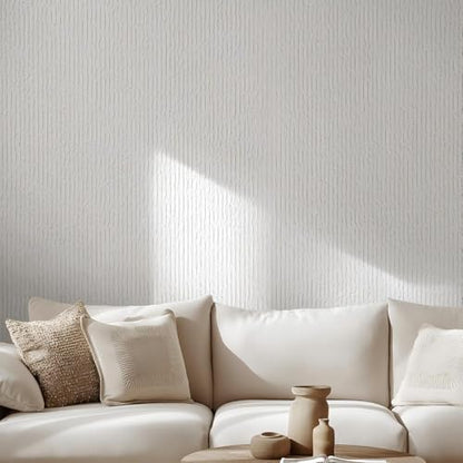 3D Faux Stone Peel and Stick Roll-15.7"x110"Thick PVC Foam Wall Paneling,DIY Self Adhesive Removable Waterproof&Sound Dampening for Cement Texture Accent Wallpaper for Living Room,Bedroom(Off-White) - color: Off-White