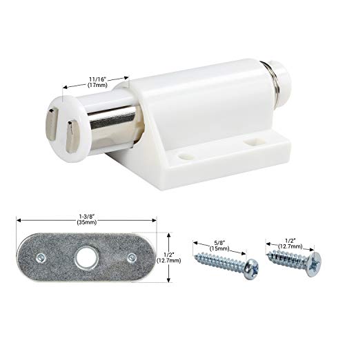 Rok Hardware Magnetic Kitchen Cabinet Furniture Door Touch Push to Open Latch Catch (2 Pack, White) - color: White