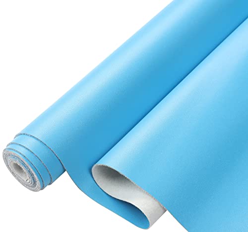 Picheng Smooth Faux Leather Sheets: 13.8"X53" Solid Soft Faux Leather Roll - color: Sky Blue