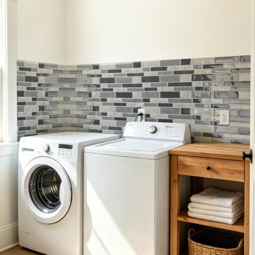 Art3d Linear Subway Design Tile Peel and Stick Backsplash, 20-Sheet, Gray - color: Gray
