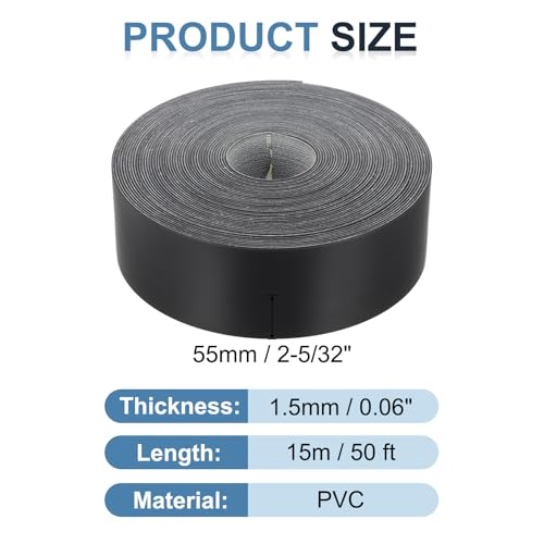 MECCANIXITY Black Edge Banding 50 ft x 2-5/32 Inch Veneer Tape Pre-glued Flexible Plywood Edge Banding with Hot Melt Adhesive for Furniture Restoration - size: 50 ft x 2-5/32 Inch
