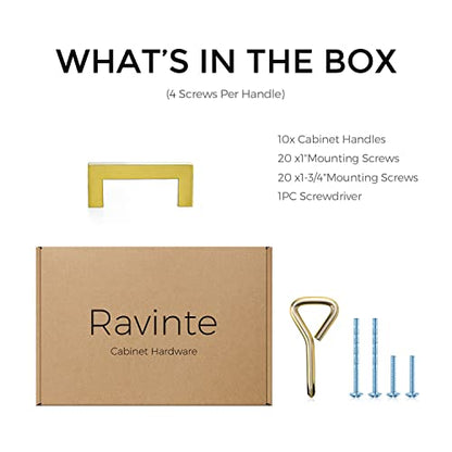 Ravinte Gold Cabinet Handles Cabinet Pulls, 3 Inch CC, 10 Pack - color: Gold, size: 3 Inch Hole Center