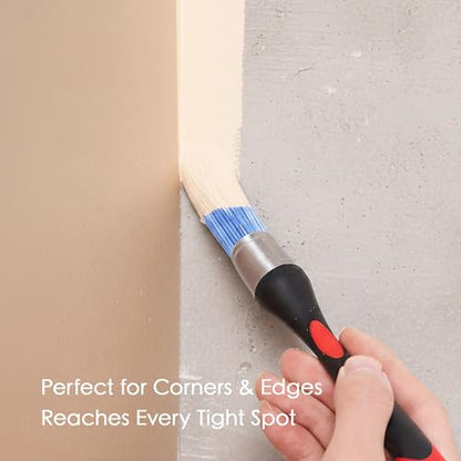 3 Pack Trim Paint Brush Set, Small Paint Brushes for Walls, Trim, Touch Up, and Edging – Round Paint Brush for Corners, Baseboards & Furniture, 10.8”, 9.5”, 9.5”, Paint Brushes for Detail Work