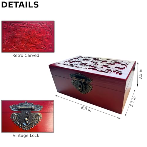 Wooden Sewing Kit Box, Wooden Sewing Box with Sew Kit Accessories - color: Retro Carved