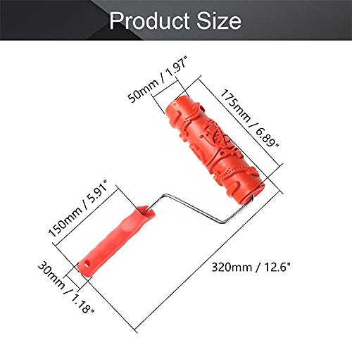 Utoolmart 7" Home Wall Rubber Paint Roller 175mm Wooden Grain Painting Roller with Plastic Handle 1Pcs - size: EG124T