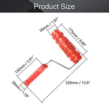 Utoolmart 7" Home Wall Rubber Paint Roller 175mm Wooden Grain Painting Roller with Plastic Handle 1Pcs - size: EG124T