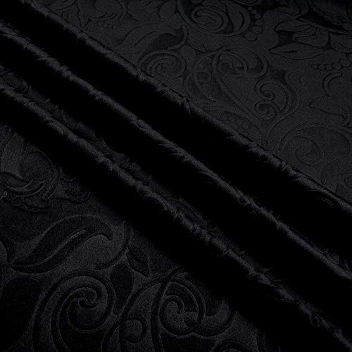 Embossed/Brocade Velvet Scroll by Unique Quality Fabrics - Fabric for upholstering Furniture, Pillows, tablecloths, Crafts, Sewing, Draping (Cut by The Yard, Black) - color: Black