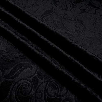 Embossed/Brocade Velvet Scroll by Unique Quality Fabrics - Fabric for upholstering Furniture, Pillows, tablecloths, Crafts, Sewing, Draping (Cut by The Yard, Black) - color: Black
