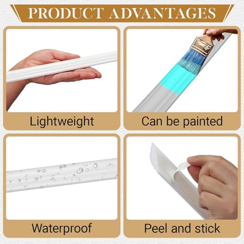 4 Set Peel and Stick Wall Molding Trim Kit, Premade Wainscoting Panels, White Pre Cut Wall Panels for Interior Wall Decor, DIY Home Decoration Picture Frame (20 x 20 Inch)