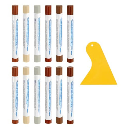 uxcell 12Pcs Wood Filler Sticks Kit, 12 Colors Red & Brown Series - color: Red Brown Series