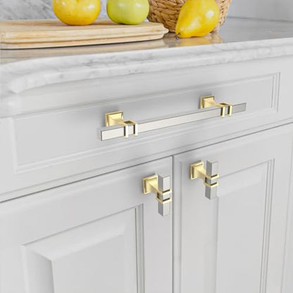 Asidrama 10 Pack 5 Inch(128mm) Brushed Satin Nickel and Gold Kitchen Cabinet Handles, Cabinet Pulls Kitchen Cabinet Hardware for Cupboard Drawer Pulls - color: Nickel-Gold, size: 5" Hole Center