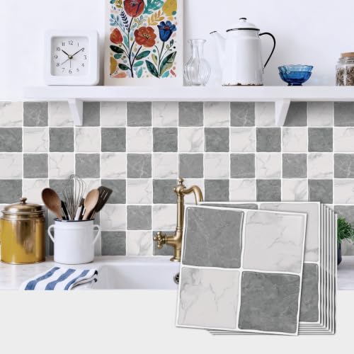 20Pcs Grey Peel and Stick Kitchen Backsplash Slab Tile Sticker 6"x6"﻿ - color: D-106
