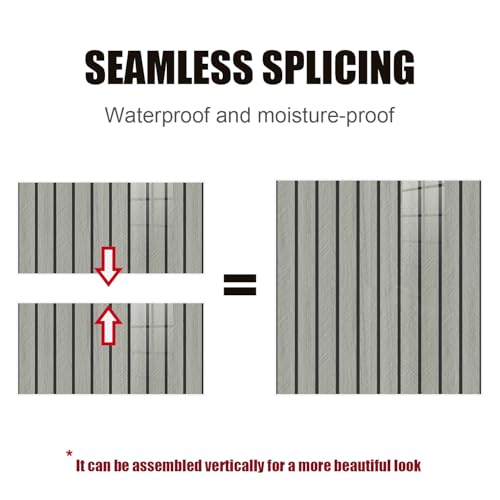 10pcs Wood Grain Grille Peel and Stick Waterproof Wall Panels,Heat-Resistant Backsplash Tile, 23.6"x11.8" PVC Foam Wall Sticker for Kitchen,Living Rooms, Bedrooms TV Walls(Not Real Tile,Grey)