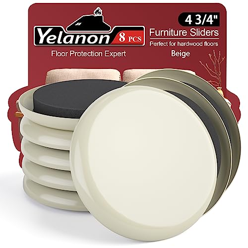 Furniture Sliders for Carpet - Yelanon 8 PCS 4 3/4" Furniture Moving Pads - size: 8pcs Beige 4.75"