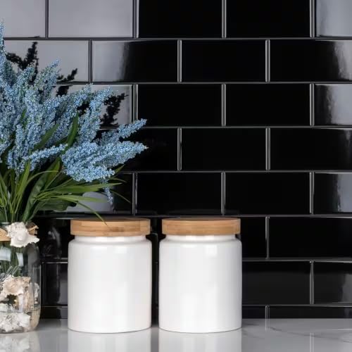 STICKGOO 10-Sheet Backsplash Peel and Stick Subway Tile(Thicker Design) - color: Black with Gray Grout