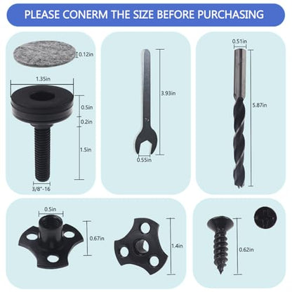 3/8"-16 Thread Adjustable Leveling Feet, Heavy Duty Furniture Feet Levelers with T-Nut Kit Floor Protect for Sofa Cabinet Table Chair Furniture Leg 8 Pack - size: 8 Pcs