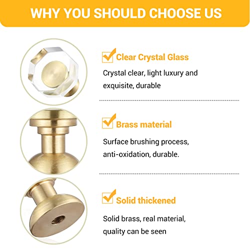 Guank 2-Pack 1-1/4-Inch Gold knob Dresser knobs White Cabinet Glass Crystal knobs Brass Drawer Polygonal Dresser Pulls, Drawer pulls - color: Polygonal-1.2inch, size: 2 Pack