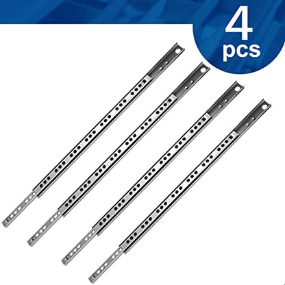 13.5 Inch Ball Bearing Drawer Slides - 2 Fold Metal Drawer Tracks - 4pcs - size: 13.5 Inch