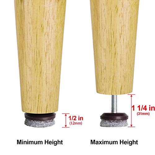 Anwenk Furniture Levelers Adjustable Furniture Feet Leveling Table Chair Levelers T-Nut Leg Levelers with High-Density Felt, 1/4-20x1 Threaded Shank T-Nuts,24 Pack (Furniture Levelers 24P) - color: Furniture Levelers 24pack-with T-nuts