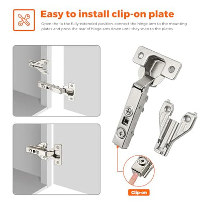 105 Degree Concealed Kitchen Cabinet Hinges,Full Overlay,4 Packs(2 Pairs)
