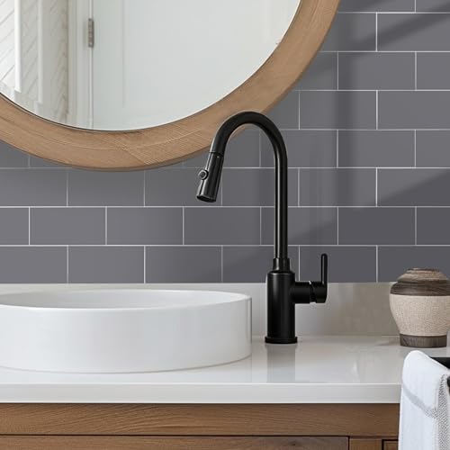 Effortless Elegance 10 Sheet Peel and Stick Backsplash, Self Sticky Adhensive Soft-Glossy Marble Tile, 12'' Gray Subway Tile for Kitchen Wall, Waterproof Stick on Backsplash for Bathroom - color: Gray