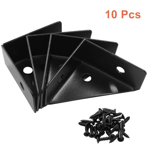 Zorfeter 10Pcs 38mm x 38mm Black Corner Brace Brackets