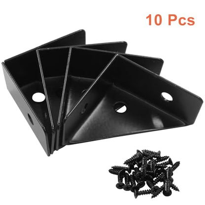 Zorfeter 10Pcs 38mm x 38mm Black Corner Brace Brackets