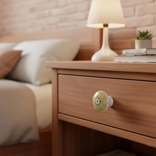 HUAMULAN Ceramic Knobs Boho Cabinet Pulls Drawer Door Handles 15 Pack - color: Yellow Geometric
