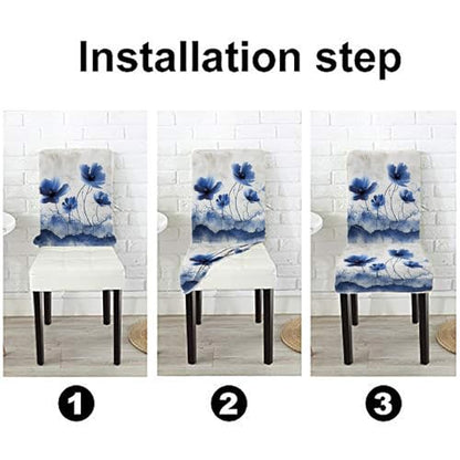 Mrcrypos Chair Covers Set of 4 Dining Table Chair Covers Ink-Wash Flower Detachable Washable Stretch Kitchen Seat Covers Protective for Home,Restaurant,Banquet - color: Flower, size: 4