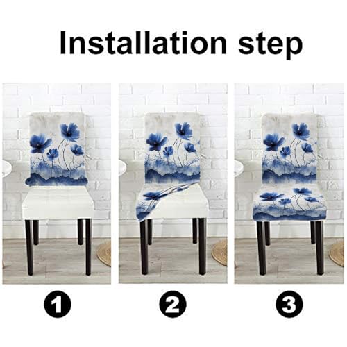 Mrcrypos Chair Covers Set of 4 Dining Table Chair Covers Ink-Wash Flower Detachable Washable Stretch Kitchen Seat Covers Protective for Home,Restaurant,Banquet - color: Flower, size: 4
