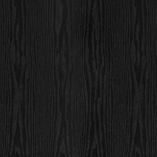 Black Wood Wallpaper Peel and Stick Wood Wallpaper Self Adhesive Vinyl Wrap - color: Black, size: 17.7" x 236.2"