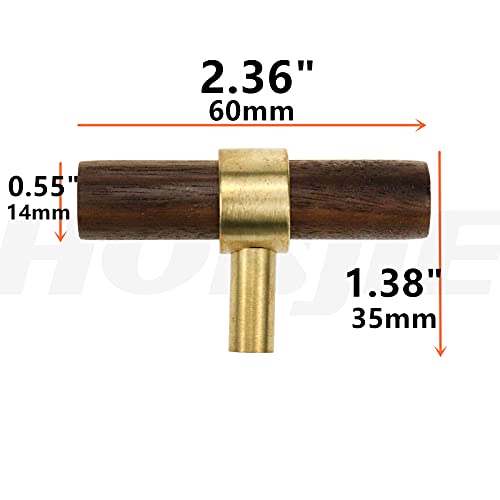 Drawer 2.36"/60mm Pull Brass Walnut for Kitchen Wardrobe Cabinet - size: L2.36" Single Hole