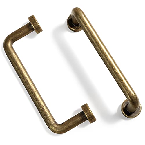 Goo-Ki 6 Pack 3'' Center to Center Antique Brass Cabinet Bar Pulls Vintage Drawer Handles Closet Classic Retro Home Kitchen Improvement Hardware - color: Antique Brass, size: 3'' Center to Center