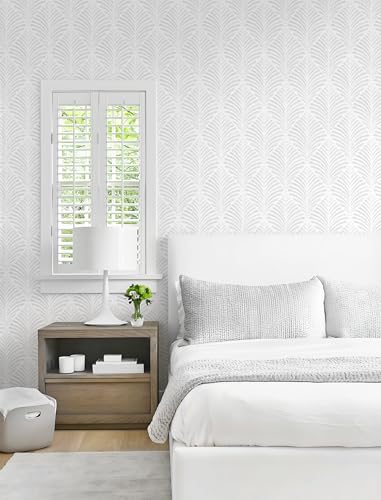 Safiyya Peel and Stick Wallpaper Geometric Contact Paper Light Grey Modern Wall Paper Boho Self Adhesive Removable Wallpaper for Bedroom Vinyl Rolls 17.3"x78.7" - color: Grey and White, size: 17.3" x 78.7"
