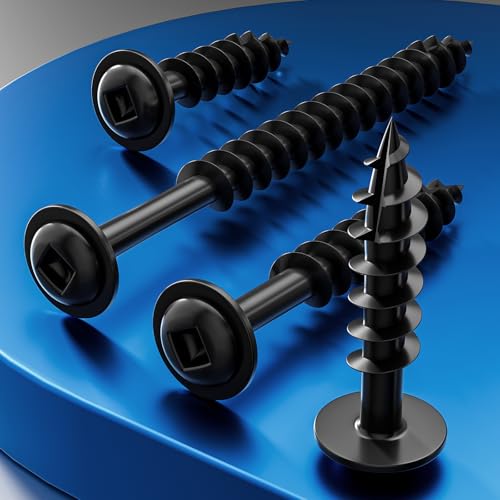 Wensilon Pocket Hole Screws, #8 x 3, Square Drive, Black, 1lbs 65pcs - color: Black, size: 8*3"