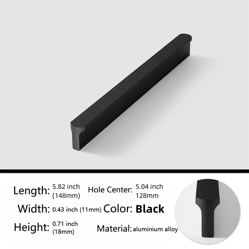 5 Pack Black Cabinet Pulls - Kitchen Hardware Handles for Dresser Drawers -T Shape Cabinet Hardware (5.82 inch,Black) - color: Black, size: 5.82 inch